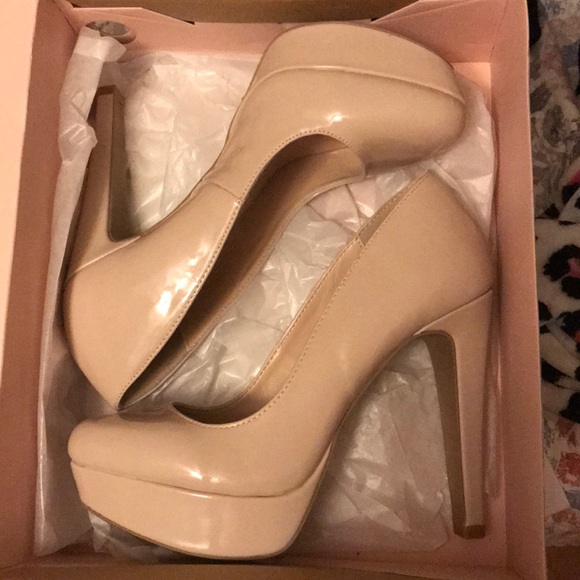 Charlotte Russe Shoes - Nude Platform Pumps.